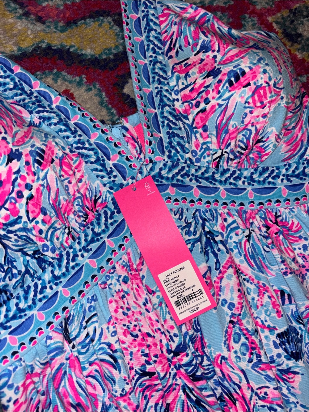 Lilly Pulitzer Blue, Pink & Navy Floral Sundress - Picture 2 of 2